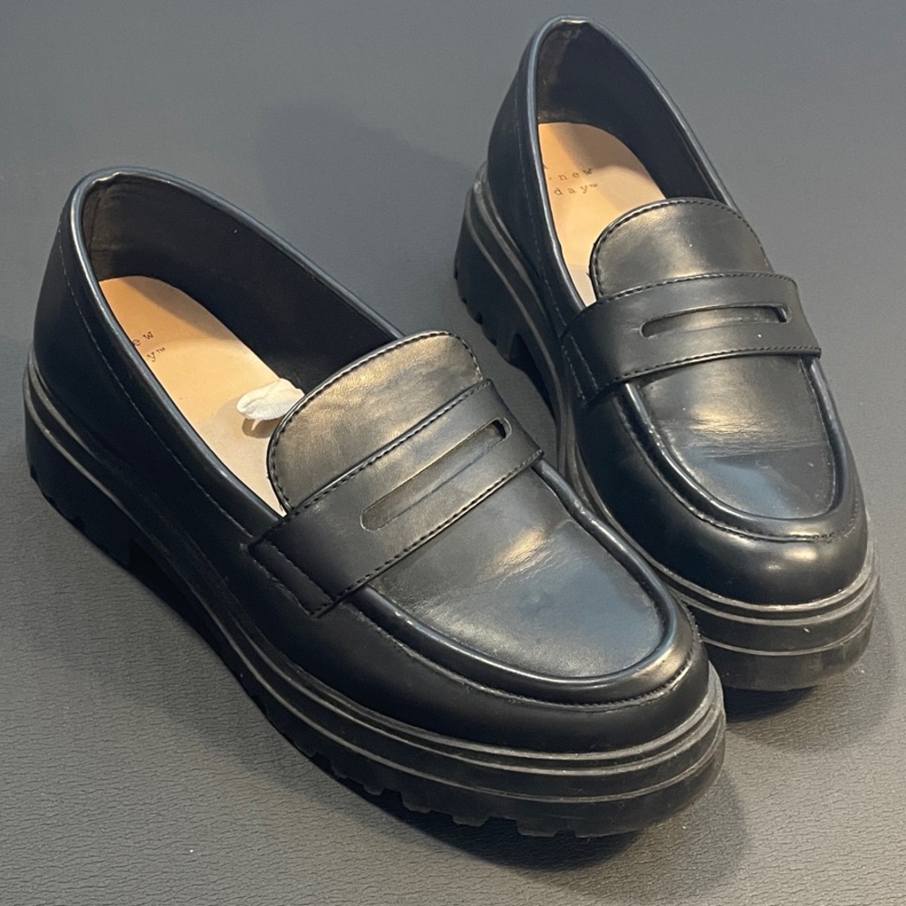 A New Day Black chunky loafers 8 Wide